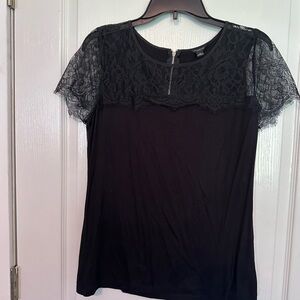 Ann Taylor Black Lace Fitted Blouse